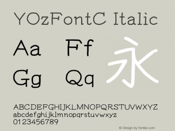YOzFontC Italic Version 13.05 Font Sample