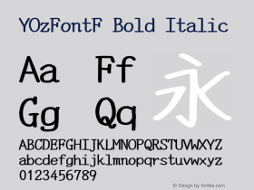 YOzFontF Bold Italic Version 13.05图片样张