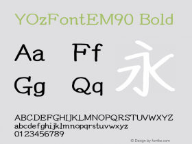 YOzFontEM90 Bold Version 13.05 Font Sample