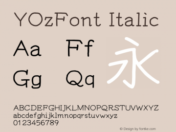 YOzFont Italic Version 13.05 Font Sample