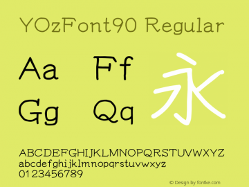YOzFont90 Regular Version 13.05 Font Sample