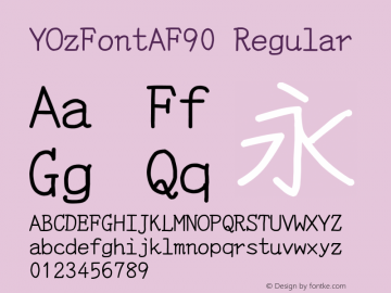 YOzFontAF90 Regular Version 13.05 Font Sample