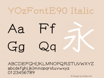 YOzFontE90 Italic Version 13.05 Font Sample