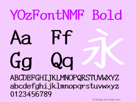 YOzFontNMF Bold Version 13.05 Font Sample