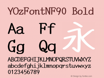 YOzFontNF90 Bold Version 13.05 Font Sample