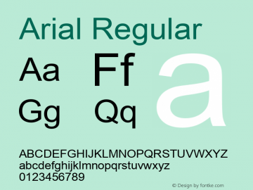 Arial Regular Version 2.60 Font Sample