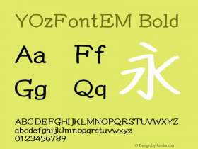 YOzFontEM Bold Version 13.07 Font Sample