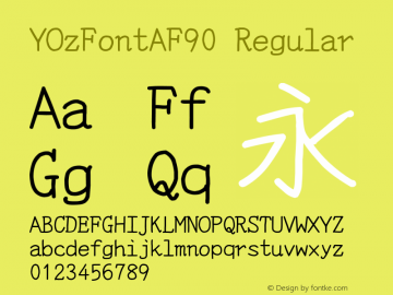 YOzFontAF90 Regular Version 13.16 Font Sample