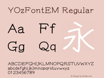 YOzFontEM Regular Version 13.16 Font Sample