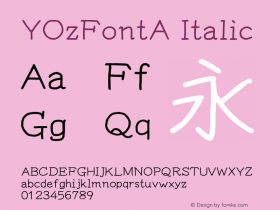 YOzFontA Italic Version 13.16 Font Sample