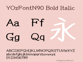 YOzFontN90 Bold Italic Version 13.07 Font Sample