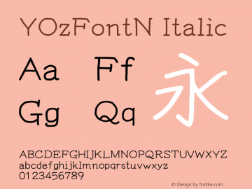 YOzFontN Italic Version 13.16 Font Sample