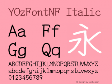 YOzFontNF Italic Version 13.16 Font Sample