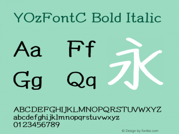 YOzFontC Bold Italic Version 13.07 Font Sample