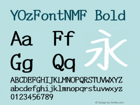 YOzFontNMF Bold Version 13.07 Font Sample