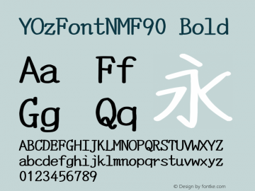 YOzFontNMF90 Bold Version 13.07 Font Sample