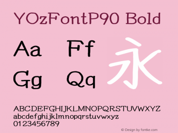 YOzFontP90 Bold Version 13.05 Font Sample