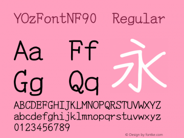 YOzFontNF90 Regular Version 13.08 Font Sample