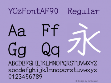 YOzFontAF90 Regular Version 13.08 Font Sample