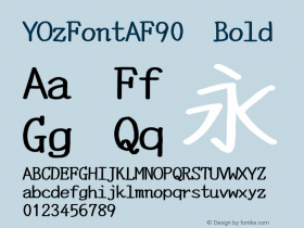 YOzFontAF90 Bold Version 13.08 Font Sample