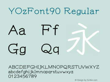 YOzFont90 Regular Version 13.08 Font Sample