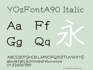 YOzFontA90 Italic Version 13.08 Font Sample