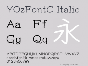 YOzFontC Italic Version 13.08 Font Sample
