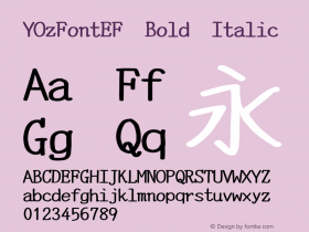 YOzFontEF Bold Italic Version 13.08 Font Sample