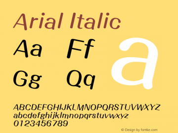 Arial Italic Version 5.00.2x Font Sample