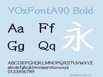 YOzFontA90 Bold Version 13.08 Font Sample