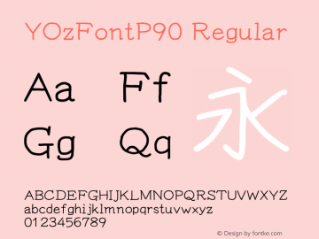 YOzFontP90 Regular Version 13.08 Font Sample