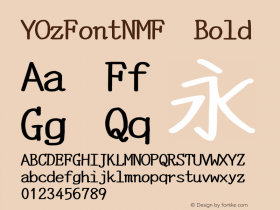 YOzFontNMF Bold Version 13.08 Font Sample