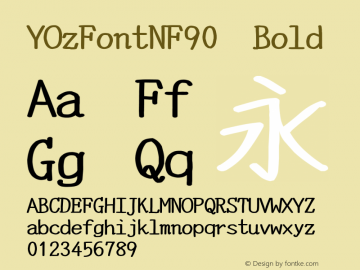 YOzFontNF90 Bold Version 13.08 Font Sample