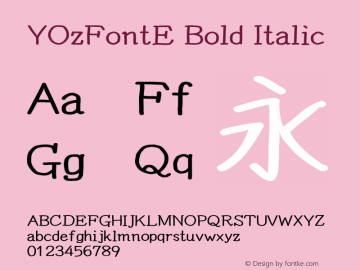 YOzFontE Bold Italic Version 13.08 Font Sample