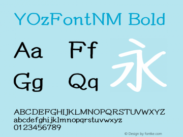 YOzFontNM Bold Version 13.08 Font Sample