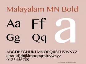 Malayalam MN Bold 7.0d3e1 Font Sample