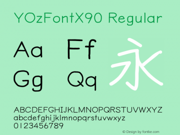 YOzFontX90 Regular Version 13.08 Font Sample