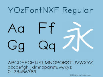 YOzFontNXF Regular Version 13.08 Font Sample
