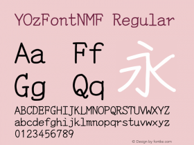 YOzFontNMF Regular Version 13.08 Font Sample