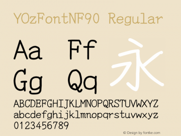 YOzFontNF90 Regular Version 13.08 Font Sample