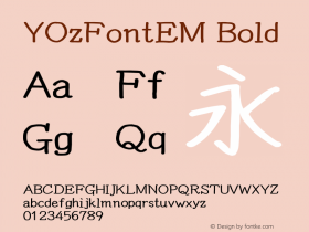 YOzFontEM Bold Version 13.08 Font Sample