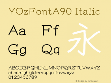 YOzFontA90 Italic Version 13.08 Font Sample