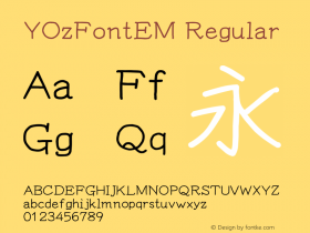 YOzFontEM Regular Version 13.08 Font Sample