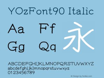 YOzFont90 Italic Version 13.08图片样张