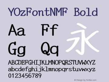 YOzFontNMF Bold Version 13.08 Font Sample