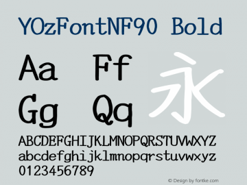 YOzFontNF90 Bold Version 13.08 Font Sample