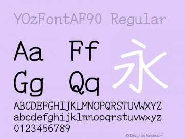 YOzFontAF90 Regular Version 13.08 Font Sample