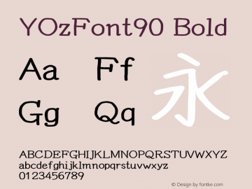 YOzFont90 Bold Version 13.08 Font Sample