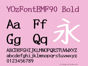 YOzFontEMF90 Bold Version 13.08 Font Sample