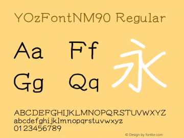 YOzFontNM90 Regular Version 13.08 Font Sample